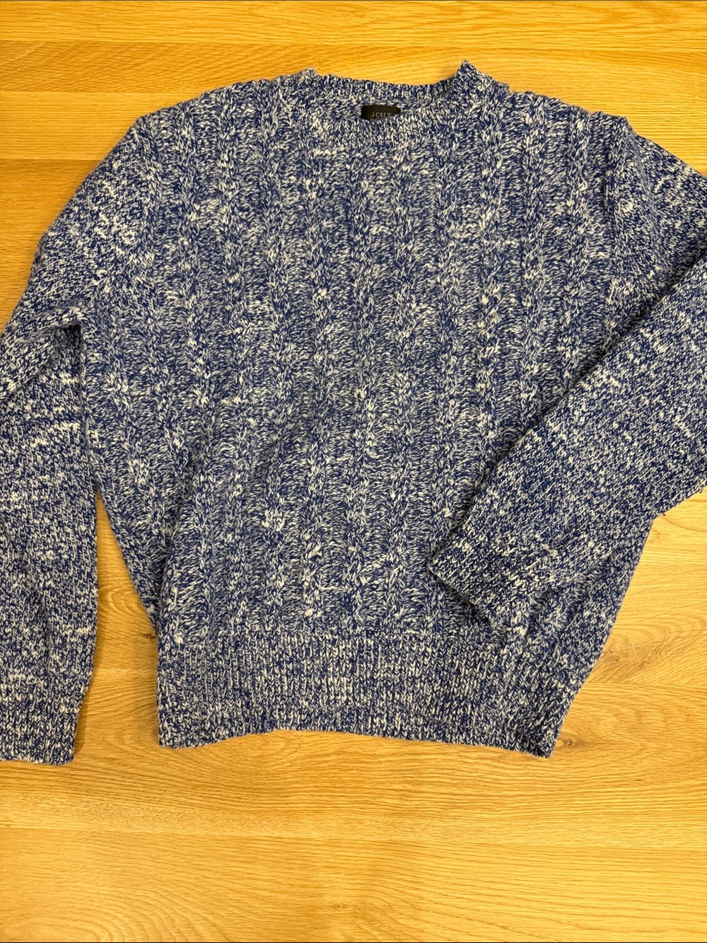 J. Crew Marled Blue and White Crewneck Sweater